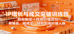 IP增长与成交突破训练营：目标制定+找高价值定位，做爆品、搞成交，轻松引高价值人脉-离锋创库