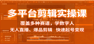 多平台剪辑实操课：覆盖多种赛道，学数字人、无人直播、爆品剪辑，快速起号变现-离锋创库