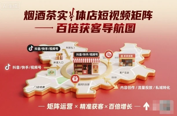 【精】烟酒茶实体店短视频矩阵百倍获客导航图-离锋创库