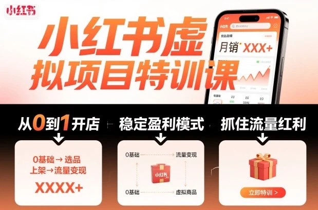 【精】小红书虚拟项目特训课，帮你从0到1打造稳定盈利的店铺，抓住流量红利（更新9月）-离锋创库