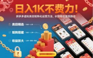 日入1K不费力！拼多多虚拟类目矩阵化运营方法，长效稳定变现路径-离锋创库