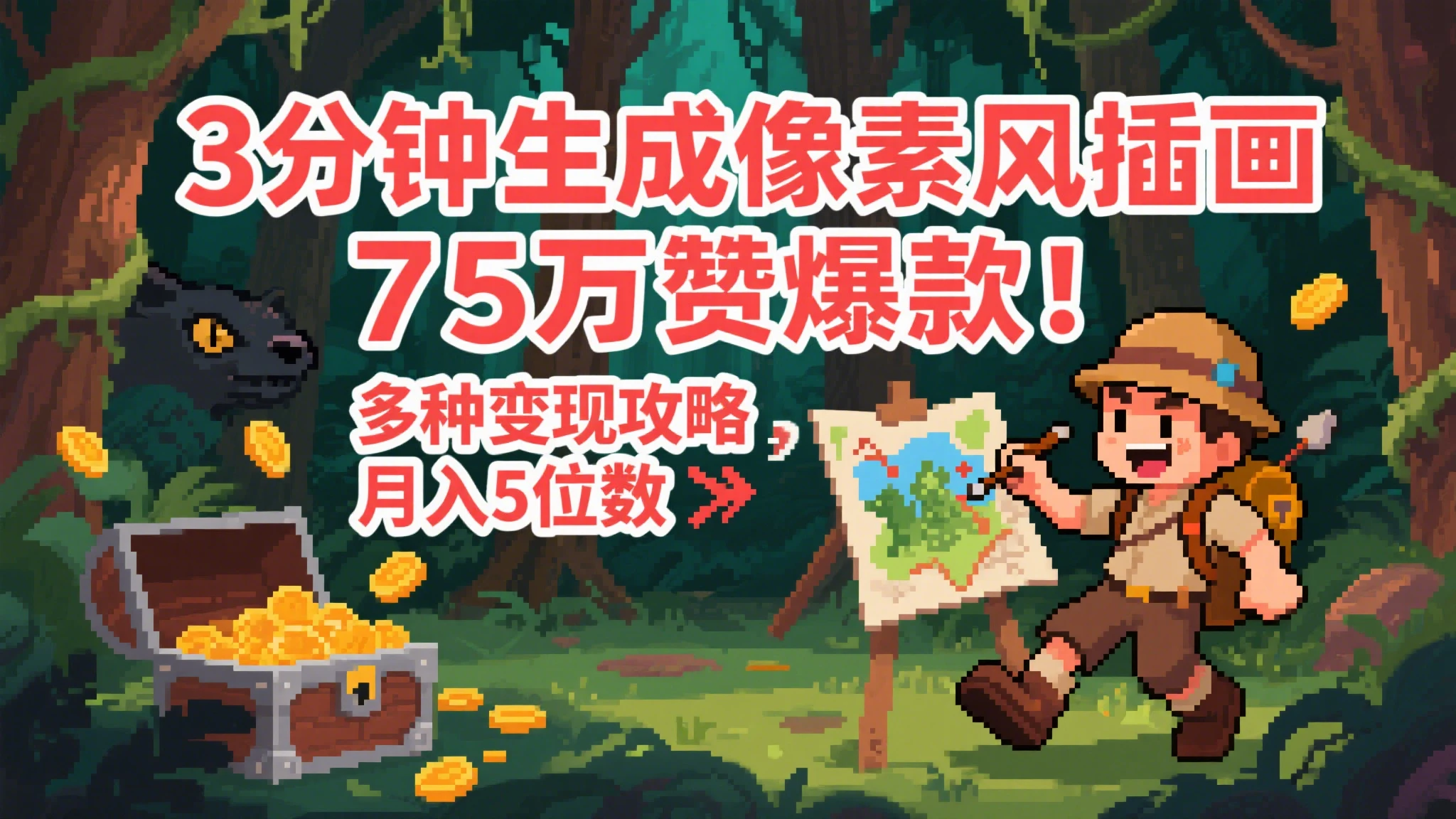 AI像素风视频，单条点赞75万，谁发谁火系列，多种变现方式，日入1000+-离锋创库