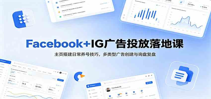 Facebook+IG广告投放落地课：主页搭建日常养号技巧，多类型广告创建与询盘复盘-离锋创库