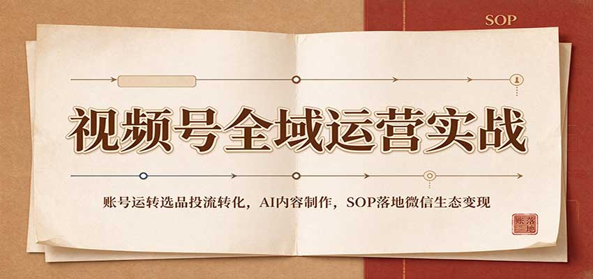 视频号全域运营实战：账号运转选品投流转化，AI内容制作，SOP落地微信生态变现-离锋创库