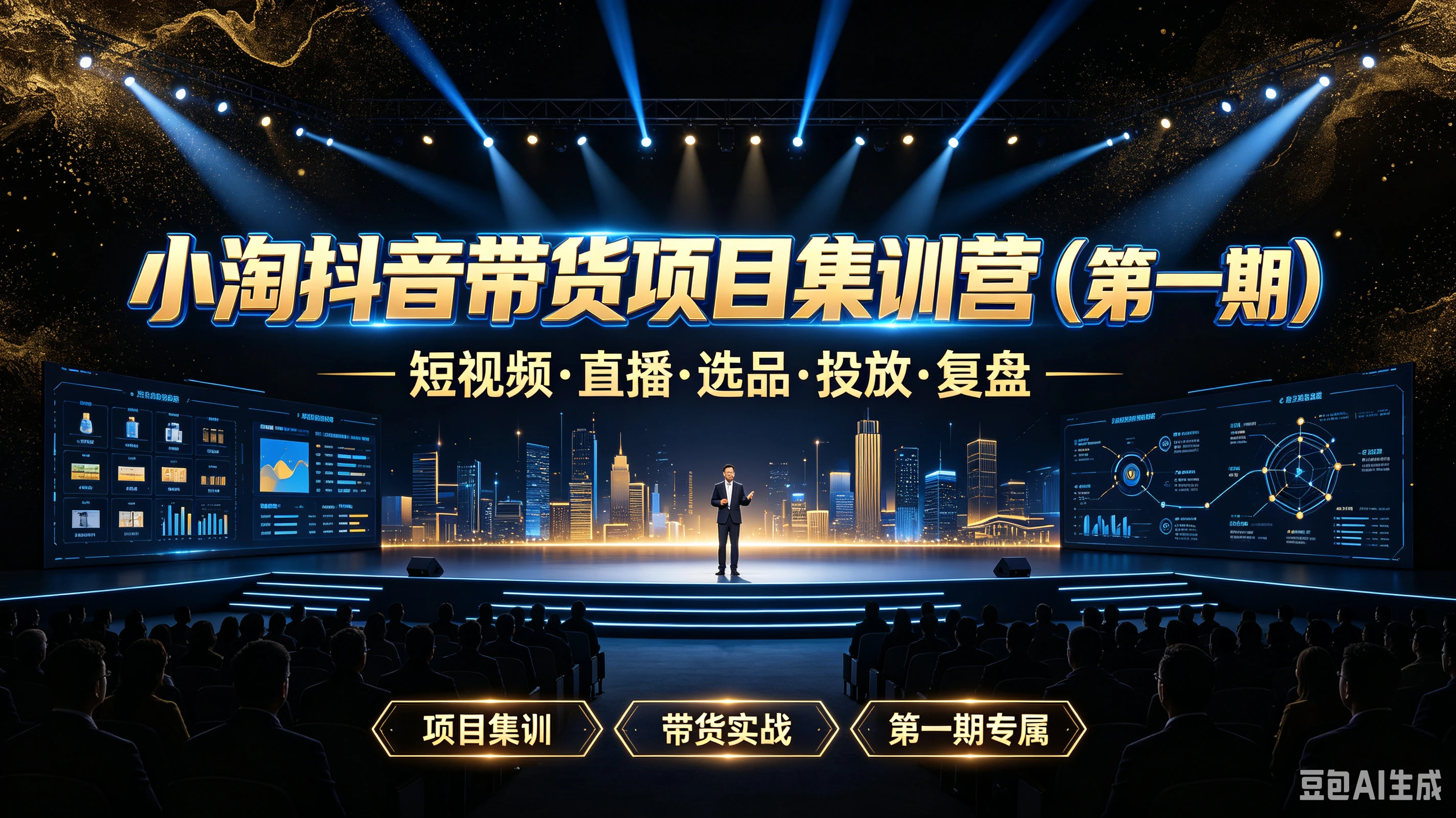 【精】小淘抖音带货项目集训营（第一期）短视频·直播·选品·投放·复盘，项目集训、带货实战、第一期专属-离锋创库
