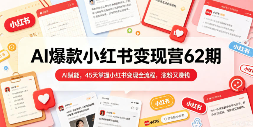 AI爆款小红书变现营62期2026年5月，AI赋能，45天掌握小红书变现全流程，涨粉又賺钱-离锋创库