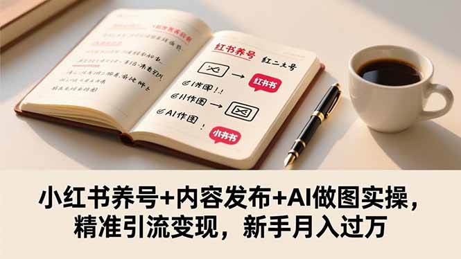 (16498期)小红书养号+内容发布+AI做图实操,精准引流变现,新手月入过万-离锋创库