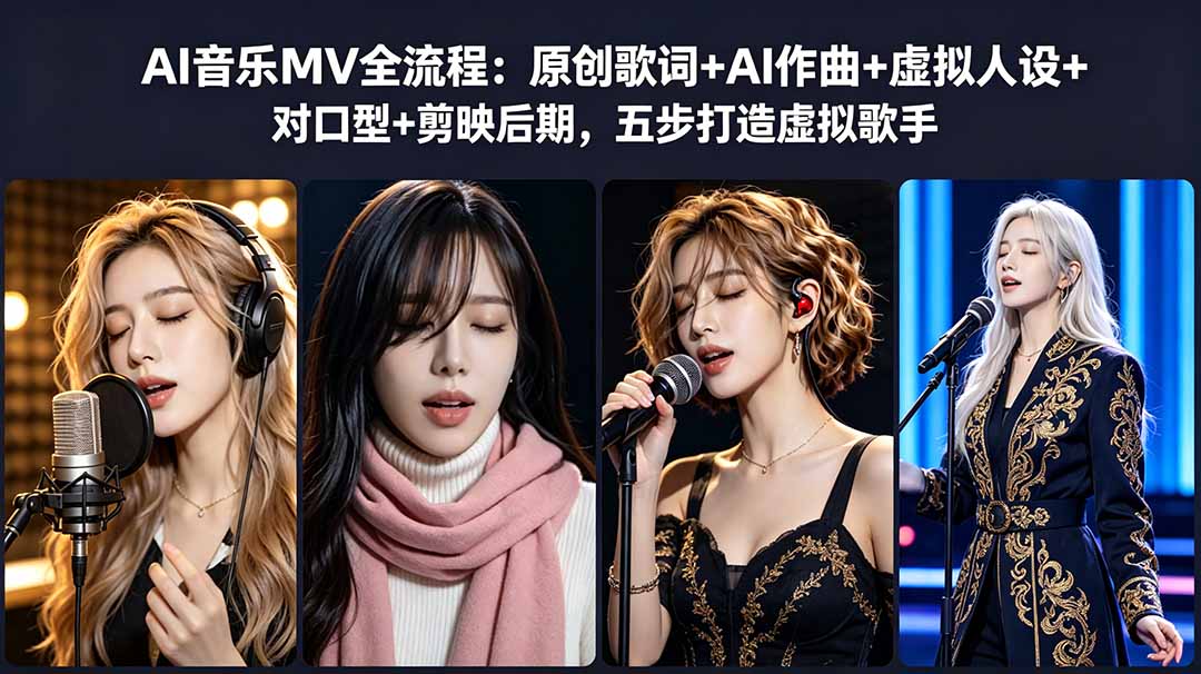 【精】AI音乐MV全流程：原创歌词+AI作曲+虚拟人设+对口型+剪映后期，五步打造虚拟歌手-离锋创库