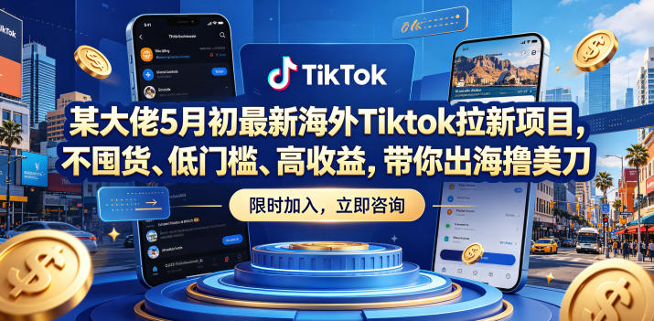 某大佬5月初最新海外Tiktok拉新项目，不囤货、低门槛、高收益，带你出海撸美刀-离锋创库