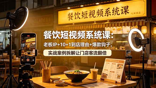 【精】餐饮短视频系统课：老板IP+10+1到店理由+爆款钩子，实战案例拆解让门店客流翻倍-离锋创库