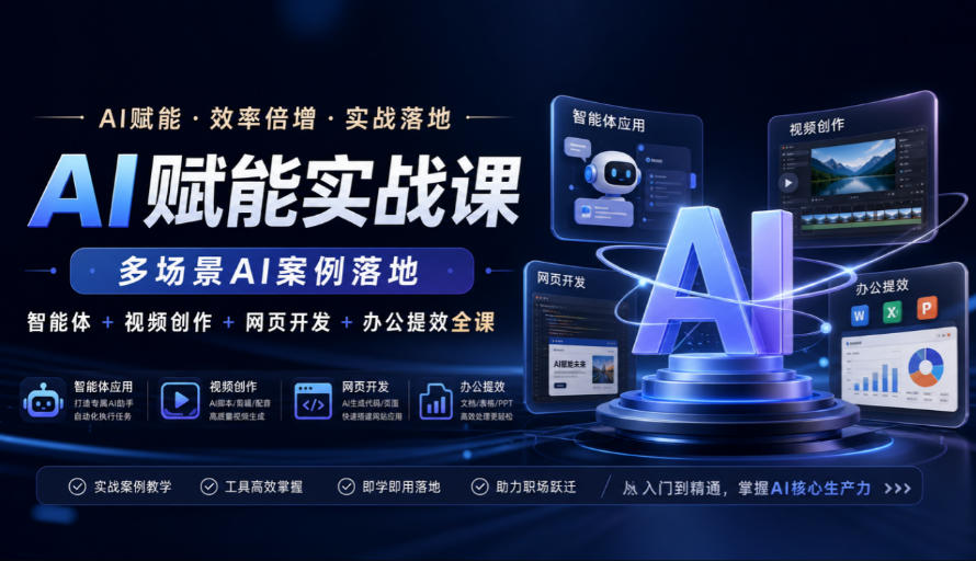 AI赋能实战课，多场景AI案例落地，智能体+视频创作+网页开发+办公提效全课-离锋创库