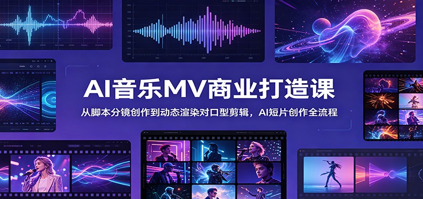AI音乐MV商业打造课:从脚本分镜创作到动态渲染对口型剪辑,AI短片创作全流程-离锋创库