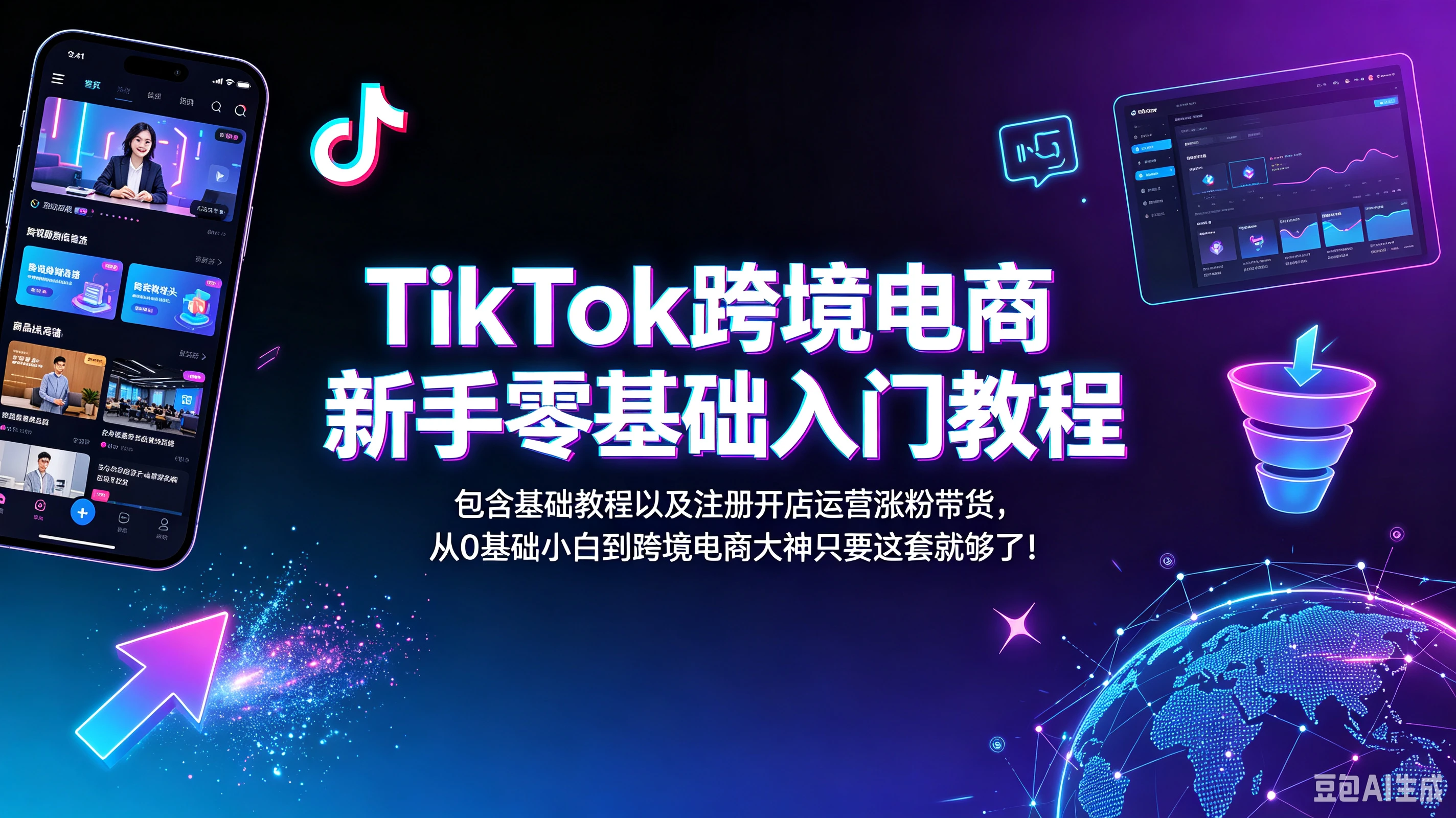 【精】TikTok跨境电商新手零基础入门教程，包含基础教程以及注册开店运营涨粉带货，从0基础小白到跨境电商大神只要这套就够了！-离锋创库