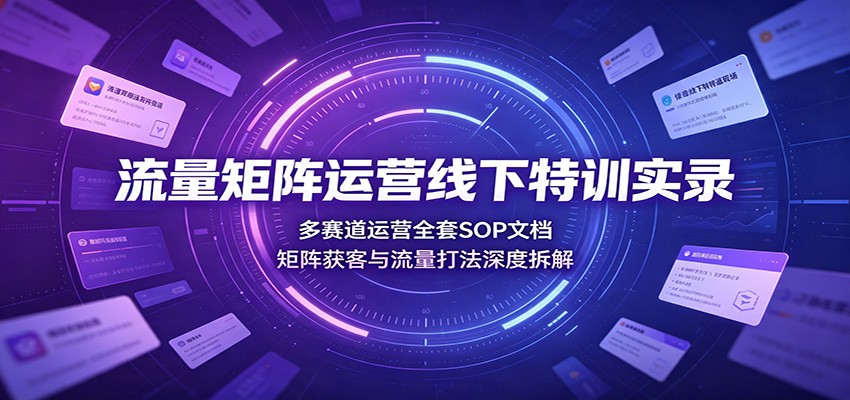 流量矩阵运营线下特训实录：多赛道运营全套SOP文档，矩阵获客与流量打法深度拆解-离锋创库