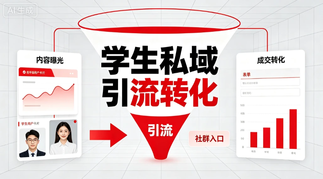 学生私域引流转化，吸引关注、加入社群、建立信任、完成转化-离锋创库