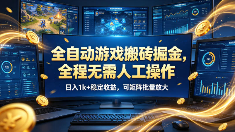 全自动游戏搬砖掘金，全程无需人工操作，日入1k+稳定收益，可矩阵批量放大【揭秘】-离锋创库