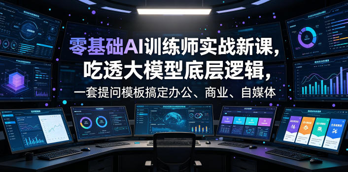 零基础AI训练师实战课，吃透大模型底层逻辑，一套提问模板搞定办公、商业、自媒体、设计、生活全场景AI落地应用-离锋创库