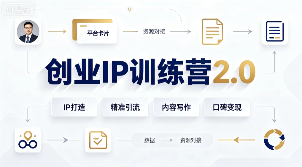 【精】创业IP训练营2.0｜创业IP全阶打造、多平台矩阵精准引流、高转化内容写作、项目资源对接与口碑变现闭环课程-离锋创库