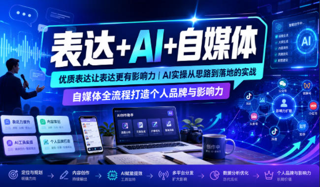 表达+AI+自媒体，优质表达让表达更有影响力|AI实操从思路到落地的实战|自媒体全流程打造个人品牌与影响力-离锋创库
