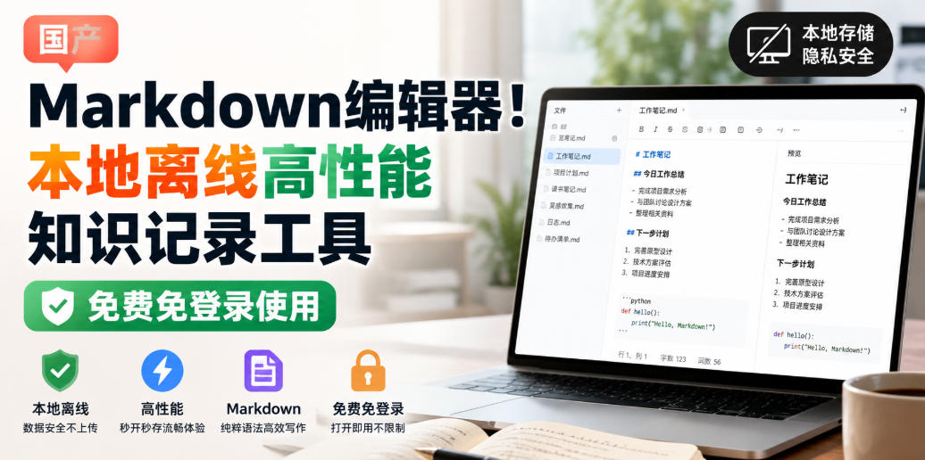 国产Markdown编辑器！本地离线高性能知识记录工具，免费免登录使用-离锋创库