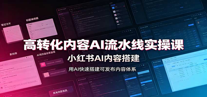 高转化内容AI流水线实操课：小红书AI内容搭建，Skill工具配置，转化内容生产-离锋创库