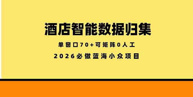 （18500期）酒店智能数据归集，小众蓝海已经稳定半年之久，单窗口70+零成本矩阵开干-离锋创库
