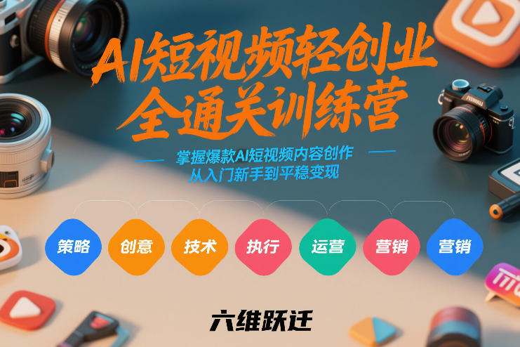 AI短视频轻创业全通关训练营，掌握爆款AI短视频内容创作，从入门新手到平稳变现的六维跃迁-离锋创库