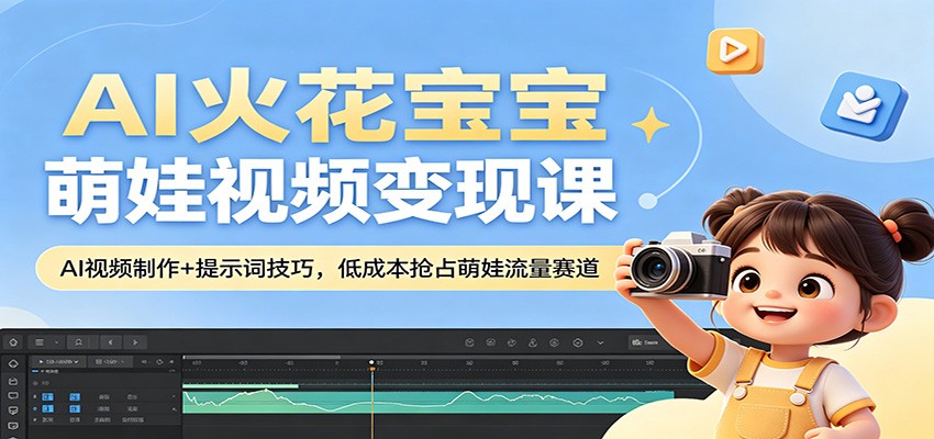 AI火花宝宝萌娃视频变现课：AI视频制作+提示词技巧，低成本抢占萌娃流量赛道-离锋创库