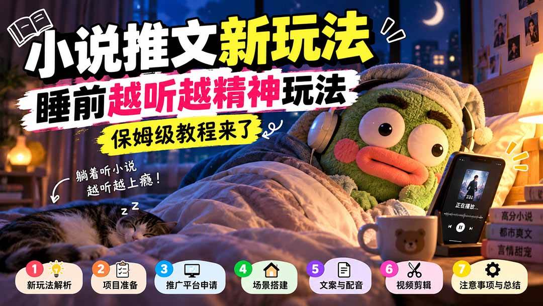 (20947期)小说推文新玩法,睡前越听越精神玩法,保姆级教程来了-离锋创库