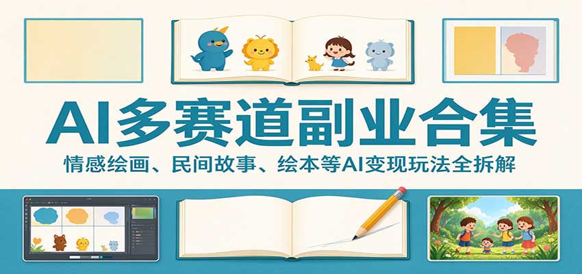 AI多赛道副业合集：情感绘画、民间故事、绘本等AI变现玩法全拆解-离锋创库