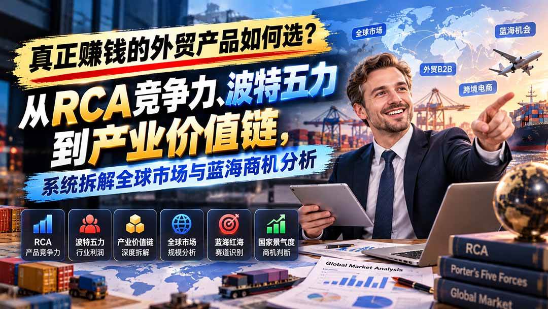 (20932期)真正赚钱的外贸B2B产品如何选?从RCA竞争力、波特五力到产业价值链,系统拆解全球市场与蓝海商机分析-离锋创库