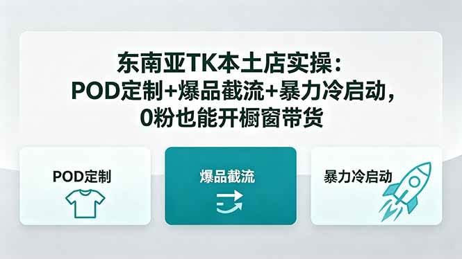 （18488期）东南亚TK本土店实操-5月更新：POD定制+爆品截流+暴力冷启动，0粉也能开橱窗带货-离锋创库