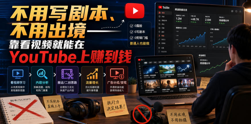 不用写剧本、不用出境——靠看视频就能在YouTube上賺到钱【原创双语字幕】-离锋创库