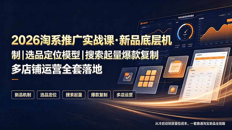 (19272期)2026淘系推广实战课·新品底层机制|选品定位模型|搜索起量爆款复制多店铺运营全套落地教程-离锋创库