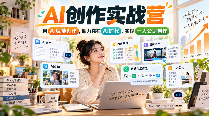 AI创作实战营，用AI赋能创作，助力你在AI时代，实现一人公司创作-离锋创库
