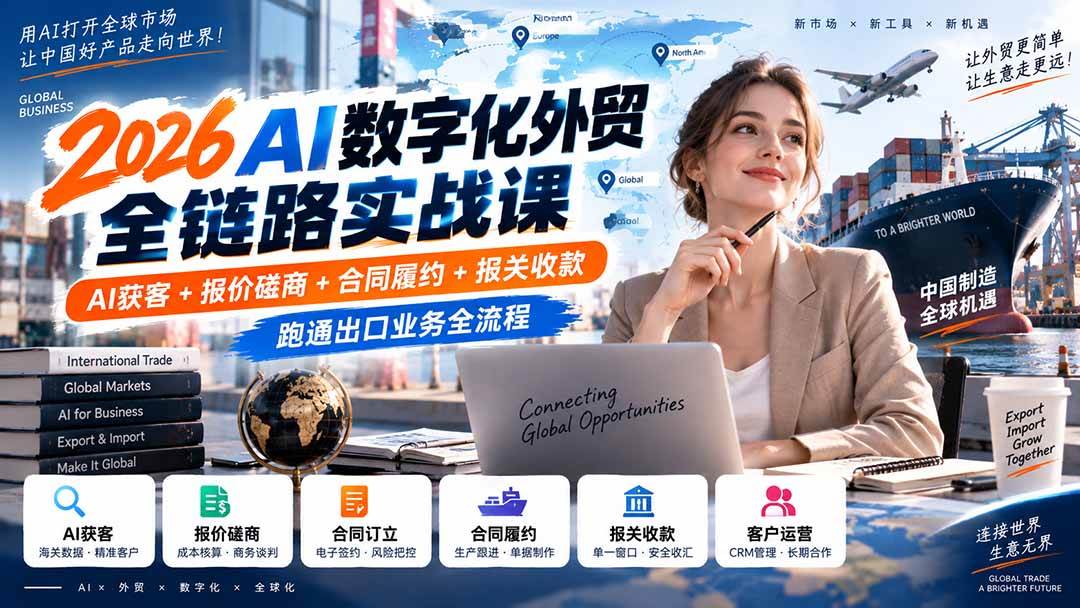 （20569期）2026AI数字化外贸全链路实战课：AI获客+报价磋商+合同履约+报关收款，跑通出口业务全流程-离锋创库