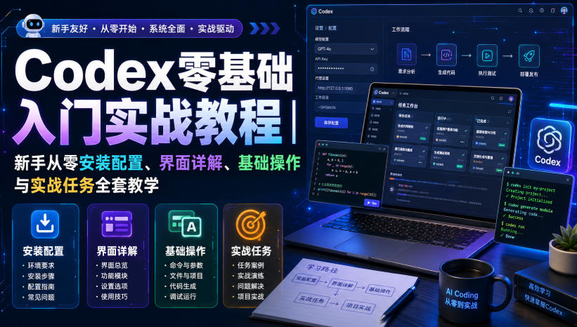 Codex零基础入门实战教程｜新手从零安装配置、界面详解、基础操作与实战任务全套教学-离锋创库