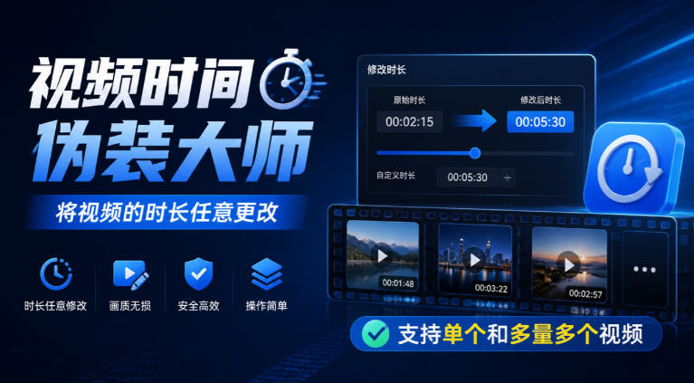 视频时间伪装大师，将视频的时长任意更改，支持单个和多量多个视频-离锋创库