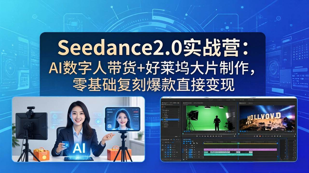 （18238期）Seedance2.0实战营：AI数字人带货+好莱坞大片制作，零基础复刻爆款直接变现-离锋创库