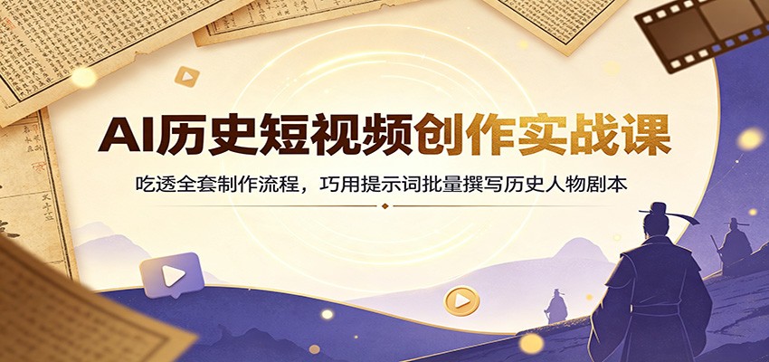 AI历史短视频创作实战课：吃透全套制作流程，巧用提示词批量撰写历史人物剧本-离锋创库