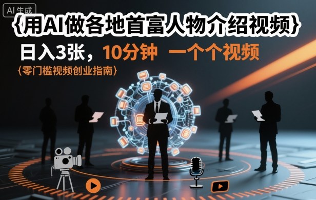 用AI做各地首富人物介绍视频，日入3张，10分钟一个视频-离锋创库