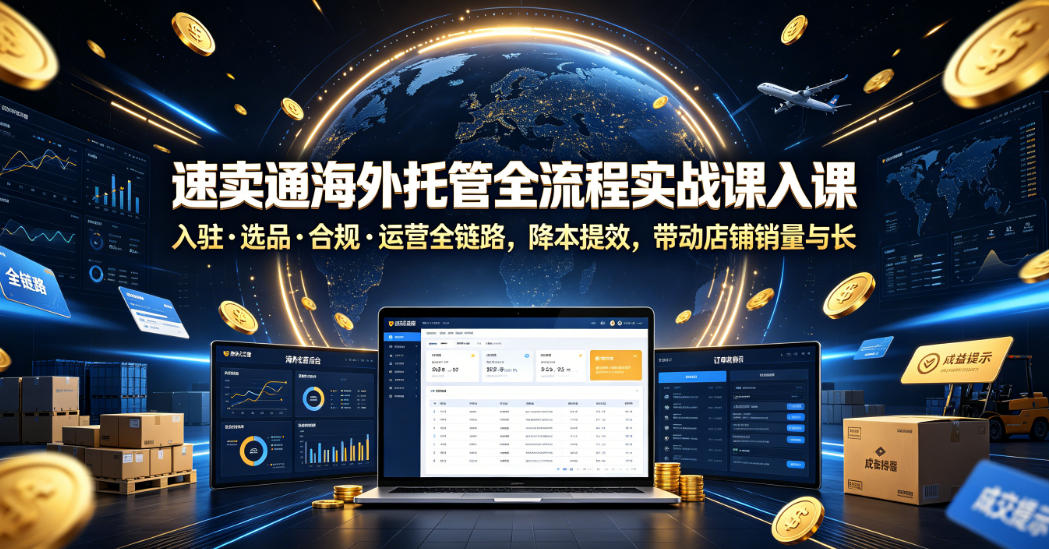 速卖通海外托管全流程实战课入驻・选品・合规・运营全链路，降本提效，带动店铺销量与收益增长-离锋创库