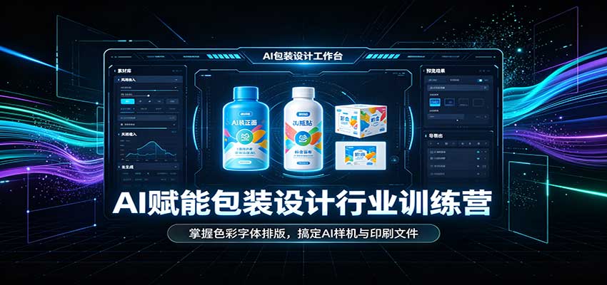 AI赋能包装设计行业训练营：掌握色彩字体排版，搞定AI样机与印刷文件-离锋创库