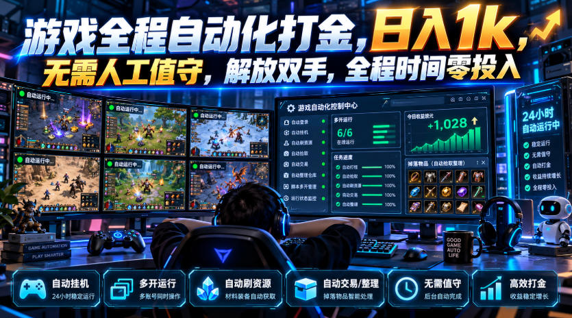 游戏全程自动化打金,日入1k,无需人工值守,解放双手,全程时间零投入【揭秘】-离锋创库