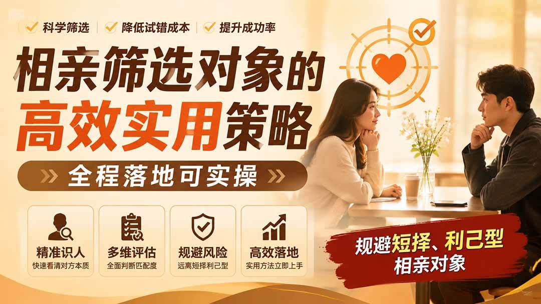（19727期） 付费文章：相亲筛选对象的高效实用策略，全程落地可实操，规避短择、利己型相亲对象-离锋创库