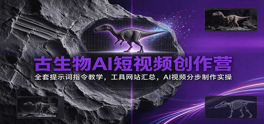 古生物AI短视频创作营:全套提示词指令教学,工具网站汇总,AI视频分步制作实操-离锋创库