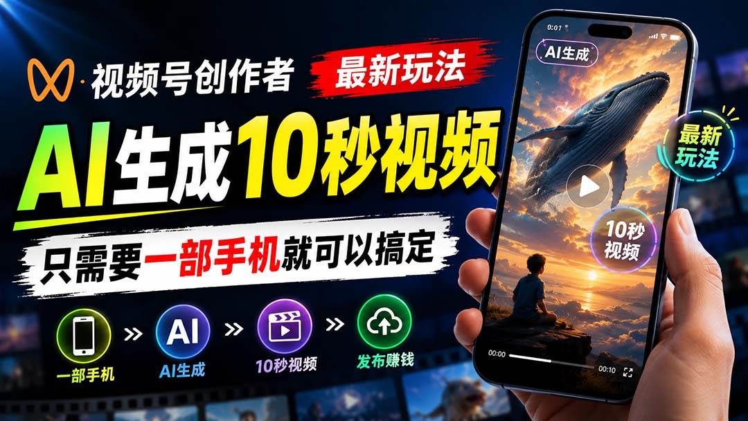 (20136期)视频号创作者最新玩法,AI生成10秒视频,只需要一部手机就可以搞定-离锋创库