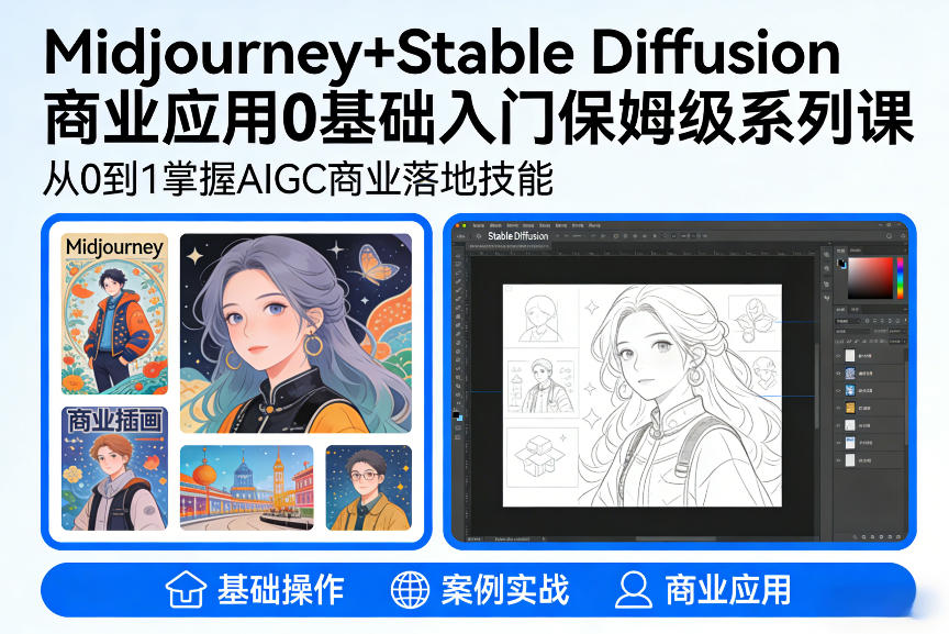 AIGC商业应用Midjourney+Stable Diffusion教程，0基础入门保姆级系列课-离锋创库