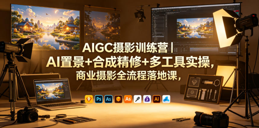 AIGC摄影训练营｜AI置景+合成精修+多工具实操，商业摄影全流程落地课-离锋创库