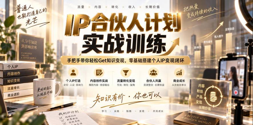 IP合伙人计划实战训练，手把手带你轻松Get知识变现，零基础搭建个人IP变现闭环（更新260908）-离锋创库
